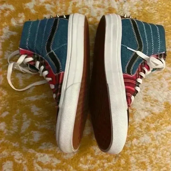 Vans off the wall punk hightop mixed pattern, skating shoes m8.5 w10 NWOB - Picture 4 of 8